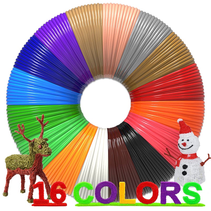 dikale 3D Pen Refills 1.75mm PLA Filament 640 Feet 16 Colors, Each Color 40ft, Bonus 250 Stencils eBooks, dikale 3D Pen Material - Image 1